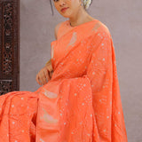 Vibrant Orange Bandhani Silk Saree