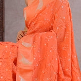 Vibrant Orange Bandhani Silk Saree