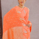 Vibrant Orange Bandhani Silk Saree