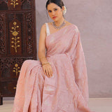 Light Pink Bandhani Silk Saree