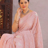 Light Pink Bandhani Silk Saree