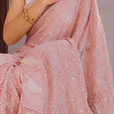Light Pink Bandhani Silk Saree