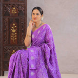 Dark Orchid Bandhani Silk Saree