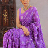 Dark Orchid Bandhani Silk Saree
