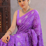 Dark Orchid Bandhani Silk Saree