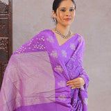 Dark Orchid Bandhani Silk Saree