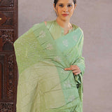 Pista Green Bandhani Silk Saree