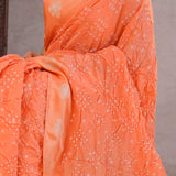 Coral Orange Bandhani Silk Saree