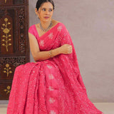 Hot Pink Bandhani Silk Saree