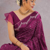 Burgundy Bandhani Silk Saree