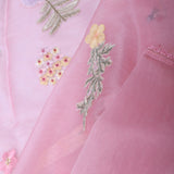 Pink Organza Saree With Embroidery Work