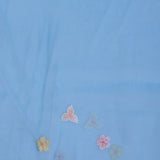Sky Blue Organza Saree With Embroidery Work
