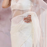 White Organza Saree With Embroidery