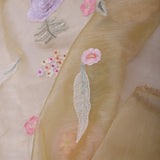 Light French Beige Organza Saree With Embroidery Work
