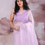 Pale Violet Orange Saree With Embroidery Work