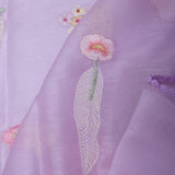 Pale Violet Orange Saree With Embroidery Work
