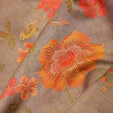 Light Taupe Brown Banarasi Saree With Scallop Border