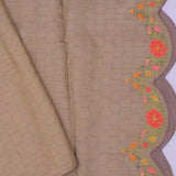 Light Taupe Brown Banarasi Saree With Scallop Border