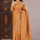 Persian Orange Banarasi Saree With Scallop Border