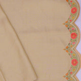 Buttercream Beige Banarasi Saree With Scallop Border