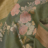 Finch Green Tissue Banarasi Saree With Floral Design