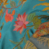 Dark Turquoise Banarasi Saree With Scallop Border