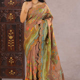 Clay Brown Banarasi Saree With Scallop Border