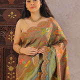 Clay Brown Banarasi Saree With Scallop Border