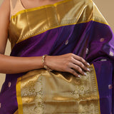 Heiti Purple Kanjivaram Silk Saree With Peacock Motifs