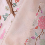 Pink Beige Tissue Saree With Scallop Border