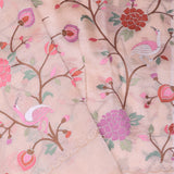 Pink Beige Tissue Saree With Scallop Border