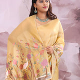 Dark Beige Tissue Saree With Embroidery Work