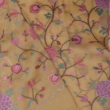 Dark Beige Tissue Saree With Embroidery Work