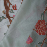 Pistachio Green Tissue Saree With Embroidery Work