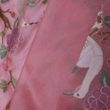 Shimmering Blush Pink Tissue Saree With Embroidery Work