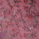Shimmering Blush Pink Tissue Saree With Embroidery Work