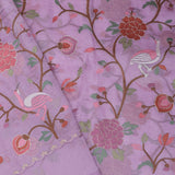 Lilac Organza Saree With Embroidery Work