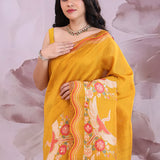 Honey Orange Tussar Saree With Embroidery Work