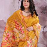 Honey Orange Tussar Saree With Embroidery Work