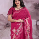 Bordeaux Red Tussar Saree With Embroidery Work