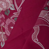 Bordeaux Red Tussar Saree With Embroidery Work