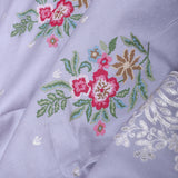 Spun Pearl Blue Soft Silk Saree With Petit Point Embroidery