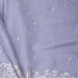 Spun Pearl Blue Soft Silk Saree With Petit Point Embroidery