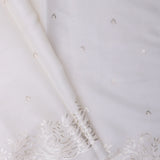 White Saree With Petit Point Embroidery
