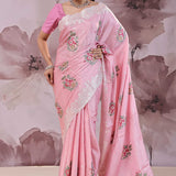 Opera Mauve Tussar Saree With Scallop Border