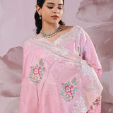 Opera Mauve Tussar Saree With Scallop Border