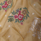 Dark Beige Saree With Petit Point Embroidery