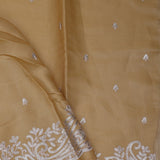 Dark Beige Saree With Petit Point Embroidery