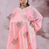Soft Pink Tussar Saree With Scallop Border