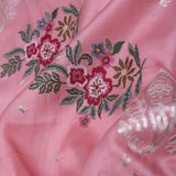 Soft Pink Tussar Saree With Scallop Border